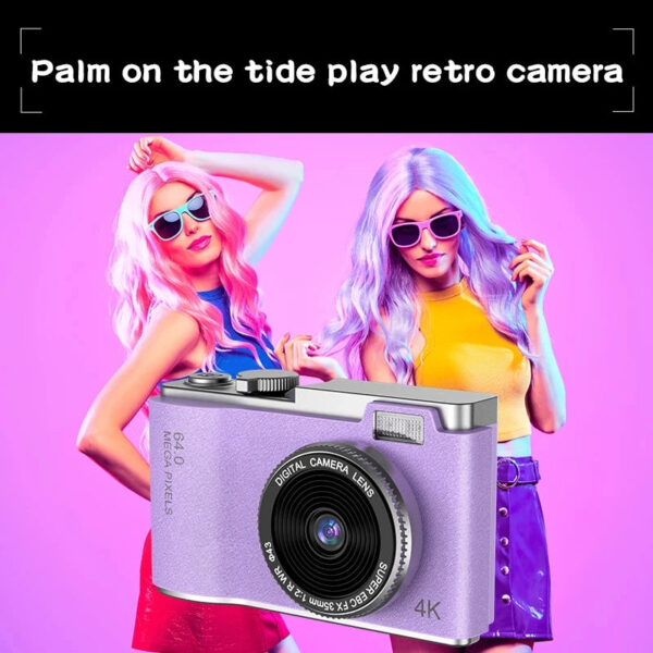 Digital Camera 4K HD Kid Camera 48MP Autofocus Vlogging Camera 2.4 inch Retro Fashion Portable Video Camcorder for Beginners - Image 3