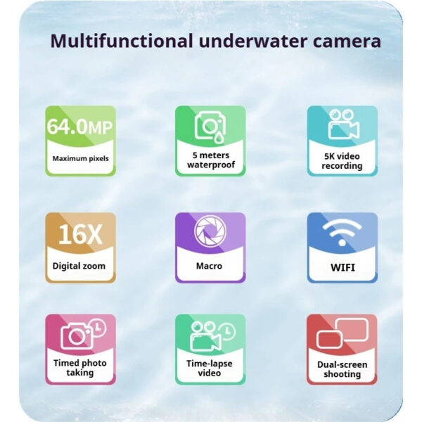 5K Digital camera, optical 16x zoom, 64MP high-definition front and rear dual cameras, AF automatic/manual focus, travel camera - Image 4