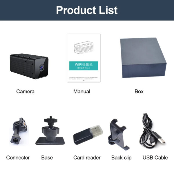 Wireless Remote Monitor Camera, WiFi, Mini Cam, Micro Cam, Tiny IP, Indoor Video Recorder, 1080P, WD9-A - Image 6