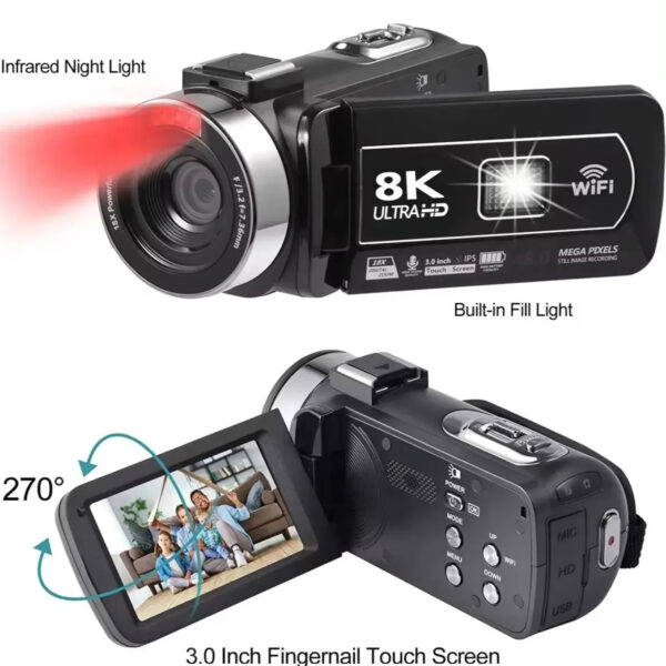 Handheld Touch Screen Digital Camera 8K WIFI High Definition for Travel Wedding Vlog with Auto Recording Feature from Mainland C - Image 3