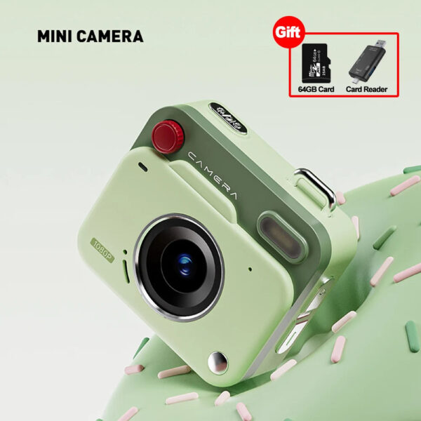 Kebidumei Mini Retro Camera With 64GB TF Card Card Reader Keychain 1080P HD Display Tiny Travel Cameras Digital Camera for Kids - Image 9