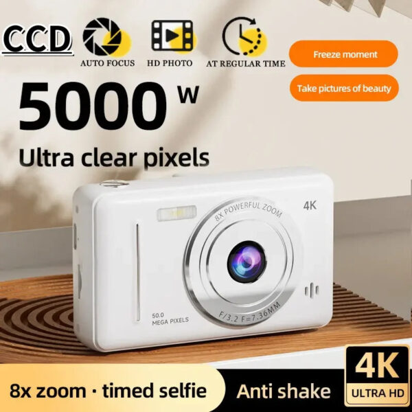 4K Digital Camera 5000W Pixel Retro CCD Portable Card Camera Entry-level Camera Dual Camera Flash 50 Million Pixels Auto Focus - Image 2
