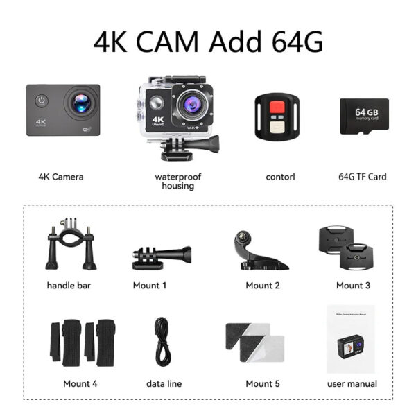 Null 4K Outdoor WiFi Action Camera Helmet Video Recording 4K/30FPS WiFi 2.0" 170DGPS 4X Zoom Underwater Waterproof Sports Camera - Image 9