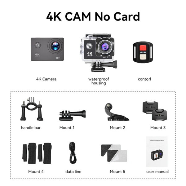 Null 4K Outdoor WiFi Action Camera Helmet Video Recording 4K/30FPS WiFi 2.0" 170DGPS 4X Zoom Underwater Waterproof Sports Camera - Image 8
