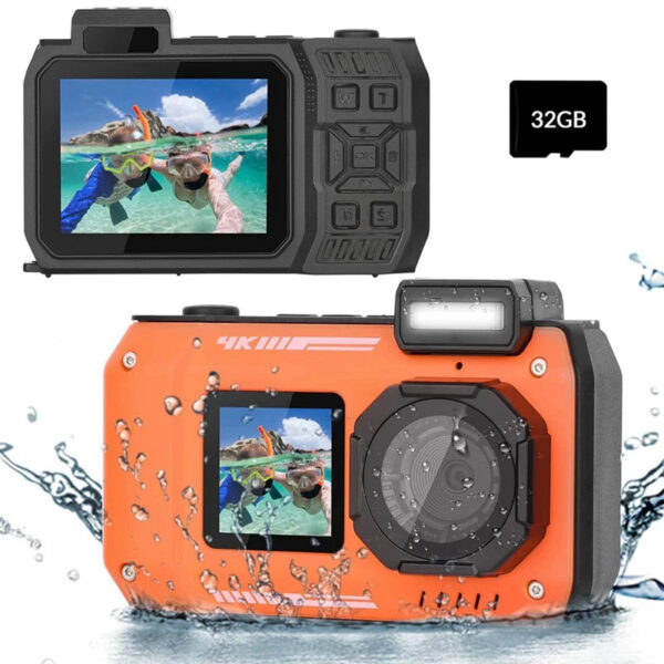 4K Underwater Camera 33 FT Waterproof Camera With Dual Screens Selfie 48MP Autofocus Digital Camera For Snorkeling - Image 4
