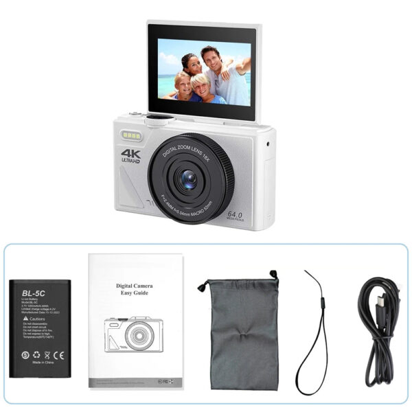 64MP Digital Photography Camera 3.0" Flip Screen WIFI 18X Digital Zoom 4K Vintage Vlog Video Recorder YouTube Webcam Cameras - Image 8