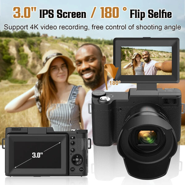 4K 48MP Digital Camera Photo Camera with Battery & Flash Video Camera 3.0inch IPS Screen Point and Shoot Camera for Photography - Image 3