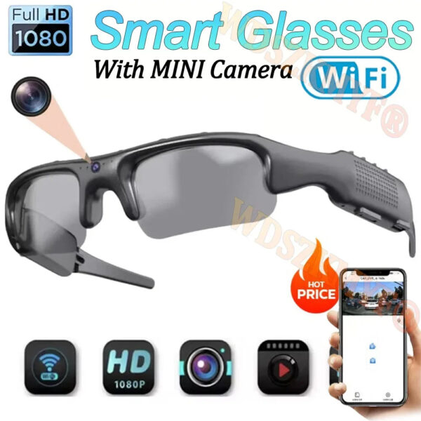 1080P HD Video Recorder WIFI APP Outdoor Sports DV Camera, Smart Glasses, Wide Angle 170° Camera, Sports Camera, Riding, Skiing