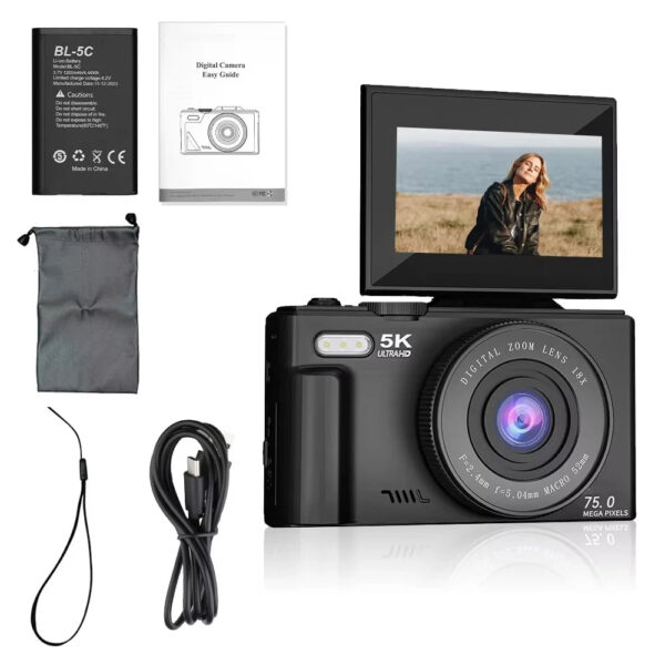 Digital Photography Camera WIFI 5K 18X Digital Zoom Vintage Vlog Video Recorder YouTube 5MP 180° Flip Screen Selfile With Flash - Image 7