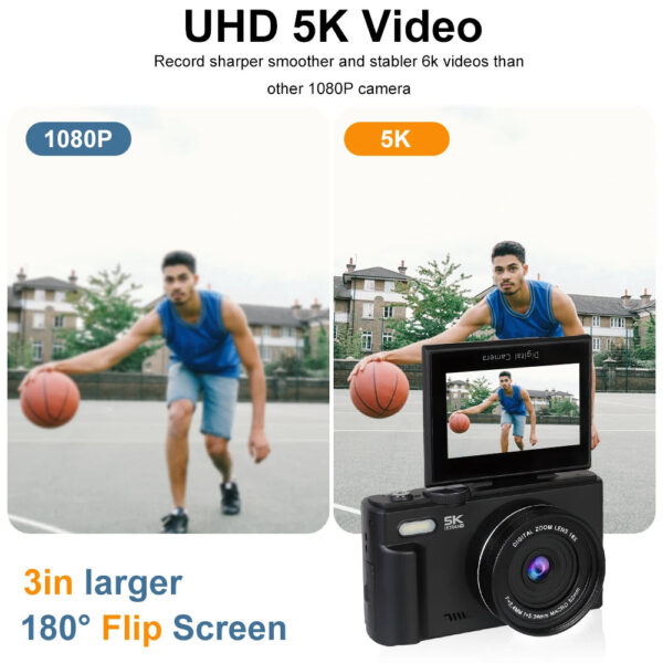 Digital Photography Camera WIFI 5K 18X Digital Zoom Vintage Vlog Video Recorder YouTube 5MP 180° Flip Screen Selfile With Flash - Image 3