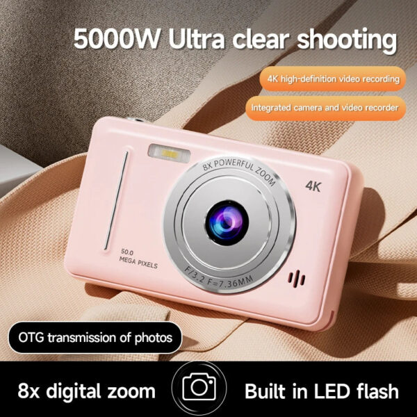 4K Digital Camera 5000W Pixel Retro CCD Portable Card Camera Entry-level Camera Dual Camera Flash 50 Million Pixels Auto Focus - Image 4