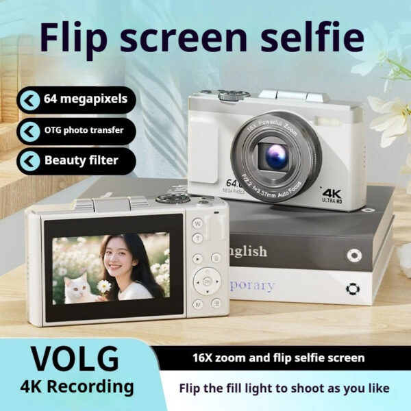 4K Digital camera, optical 16x zoom, 64MP high-definition front and rear dual cameras, AF automatic/manual focus, travel camera - Image 6