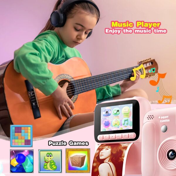 Color Printing Camera  Kids Instant Camera 32GB 1080P Thermal Print Digital Camera Print Photo Video Games Music Children Gift - Image 6