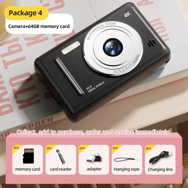 4K Digital Camera 5000W Pixel Retro CCD Portable Card Camera Entry-level Camera Dual Camera Flash 50 Million Pixels Auto Focus - Image 9