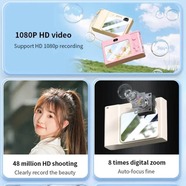 New 4K Digital Camera 1080P HD Travel Cameras 48Megapixels Cam for students Campus Selfie Entry-Level Photography Mini Retro CCD - Image 5