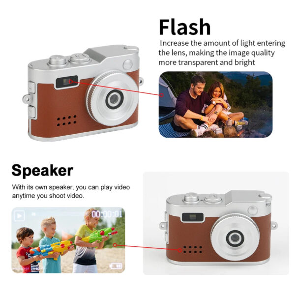 Mini Retro Campus Digital Camera HD Outdoor Travel Photo Camera Portable Kids Camera with 0.96 Inch Screen Portable Video Camera - Image 4