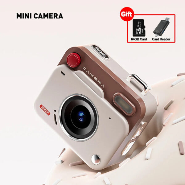 Kebidumei Mini Retro Camera With 64GB TF Card Card Reader Keychain 1080P HD Display Tiny Travel Cameras Digital Camera for Kids - Image 7