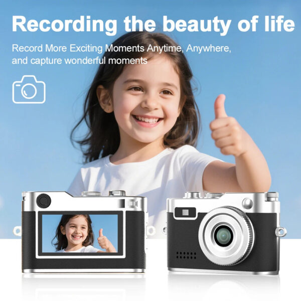 Mini Retro Campus Digital Camera HD Outdoor Travel Photo Camera Portable Kids Camera with 0.96 Inch Screen Portable Video Camera - Image 2