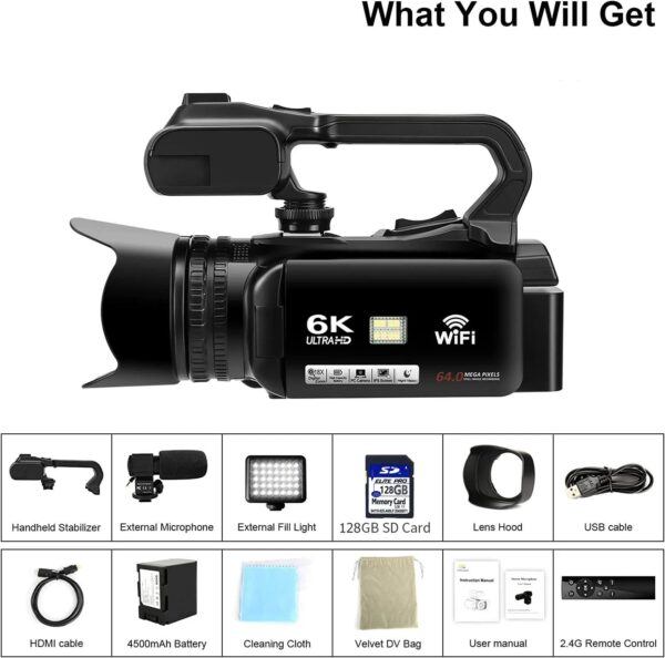 HD WIFI 6K Digital Camera 4.0 Touch Screen Video 270 Degree Rotation Night Vision 18X Digital Zoom - Image 7