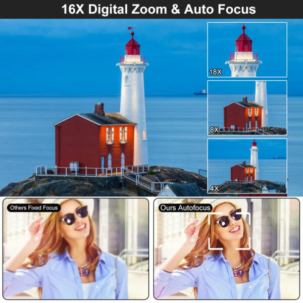 Ourlife 5K Digital Photography Camera 16X Digital Zoom Vintage Vlog Video Recorder YouTube 2.8 inch Screen Compact Autofocus Cam - Image 5