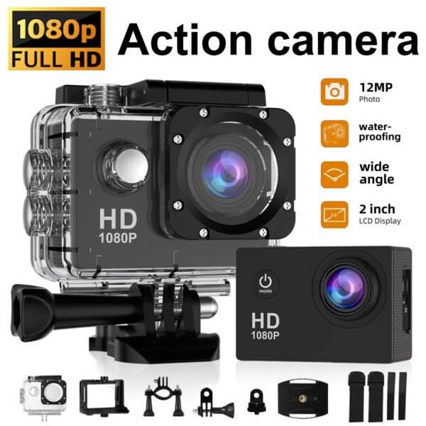 Action Camera Ultra HD 2.0 inch Screen Underwater 30M Waterproof Helmet Video Recording Cameras Outdoor Cycling Mini Sport Cam