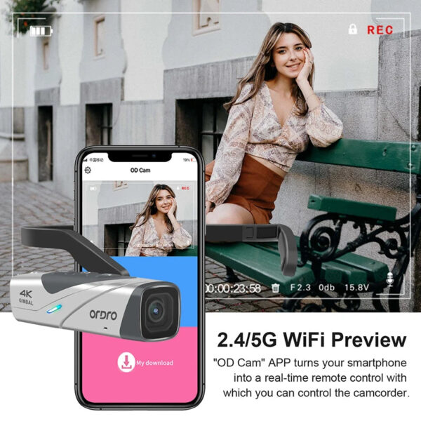 ORDRO EP8 4K 60fps Digital Camera Head Wearable 2-Axis Gimbal Stabilization for YouTube Video Vlog Camcorder POV Filmadora - Image 5