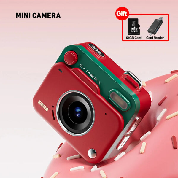 Kebidumei Mini Retro Camera With 64GB TF Card Card Reader Keychain 1080P HD Display Tiny Travel Cameras Digital Camera for Kids - Image 10