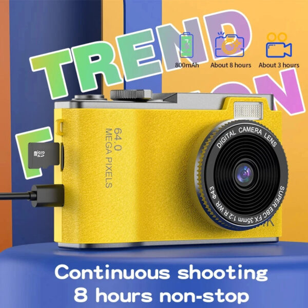 Digital Camera 4K HD Kid Camera 48MP Autofocus Vlogging Camera 2.4 inch Retro Fashion Portable Video Camcorder for Beginners - Image 2