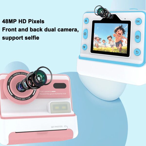 Print Camera 1080P HD 48MP Dual Lens 2.4 Inch  Screen Photo Video Camera 16X Digital Zoom Flash Timing Function Print Camera - Image 3