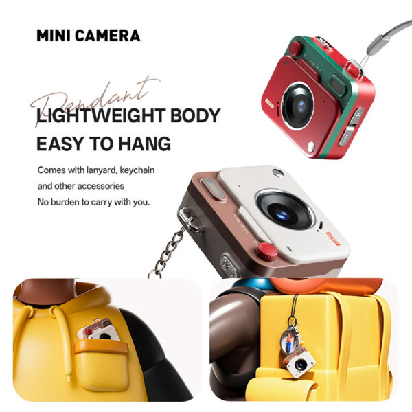 Kebidumei Mini Retro Camera With 64GB TF Card Card Reader Keychain 1080P HD Display Tiny Travel Cameras Digital Camera for Kids - Image 6