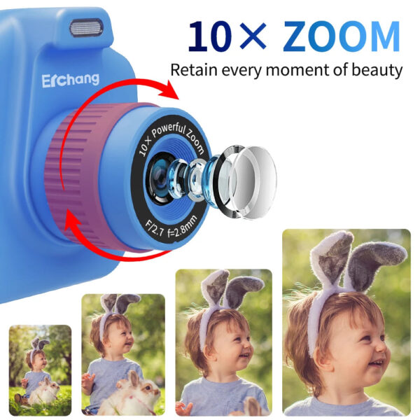 Children Instant Print Camera 10x Digital Zoom Kids Digital Photo Camera Girl's Toy Child Camera Video Boy's Birthday Gift - Image 6