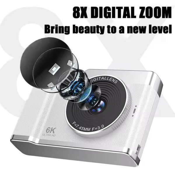 6K HD Digital Camera 2.4in IPS Display 8X Zoom 64MP Video Camera With Fill Light 4K Selfie Camera For Kids Students Teens 2025 - Image 4