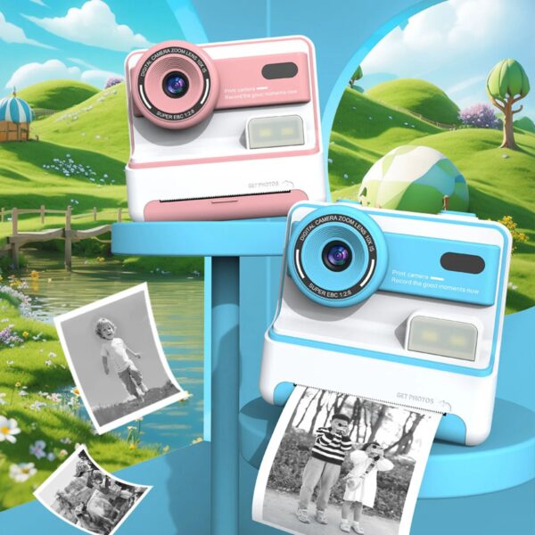 Print Camera 1080P HD 48MP Dual Lens 2.4 Inch  Screen Photo Video Camera 16X Digital Zoom Flash Timing Function Print Camera