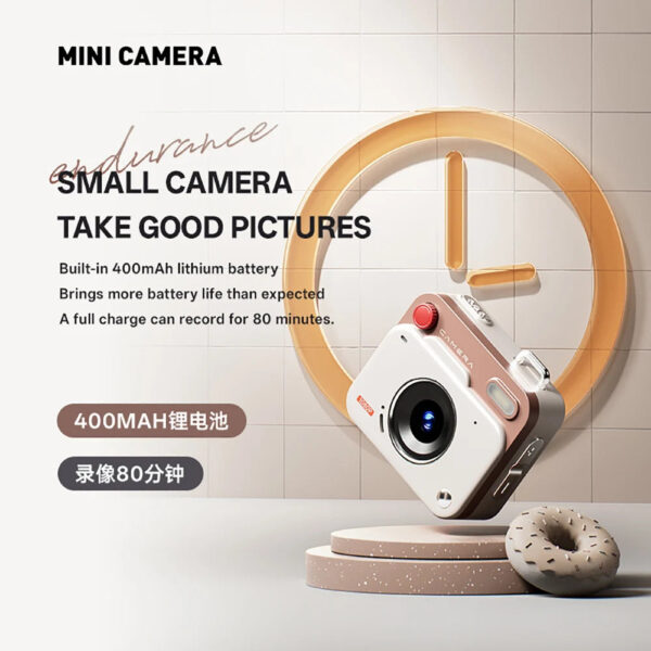 Kebidumei Mini Retro Camera With 64GB TF Card Card Reader Keychain 1080P HD Display Tiny Travel Cameras Digital Camera for Kids - Image 3