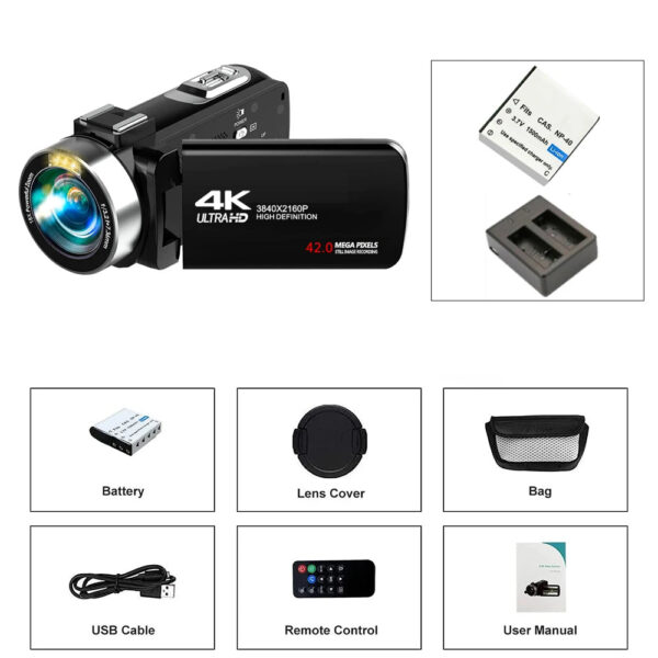 4K Portable Digital photography Camera 2 in1 Photo Video Record DV Travel Video Camera 18X Zoom 3'' Rotatable Screen With Flash - Image 7